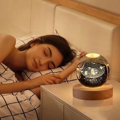 Crystal Planet Laser Engraved Solar System Astronomy