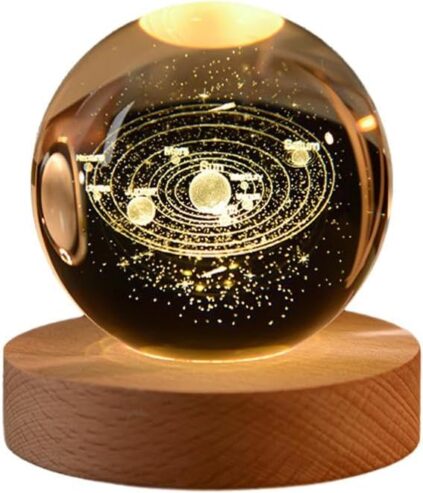 Crystal Planet Laser Engraved Solar System Astronomy