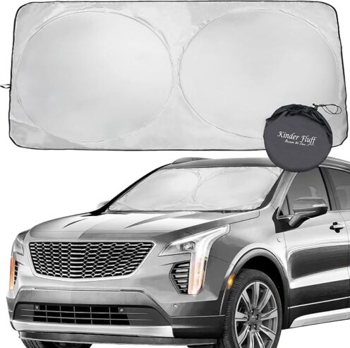 Kinder Fluff Car Windshield Sun Shade with Storage Pouch