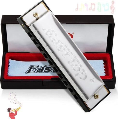 East top Harmonica,10 Holes 20 Tones Blues Diatonic Harmonica C Mouth Organ Blues Harp For Beginners, Adults, Students (T10-4)