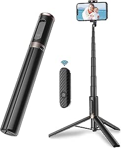 TONEOF 60″ Cell Phone Selfie Stick Tripod,Smartphone Tripod Stand All-in-1 with Integrated Wireless Remote,Portable,Lightweight,Extendable Phone Tripod for 4”-7” iPhone and Android