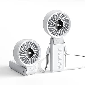 JISULIFE Handheld Fan Life7,2024 Powerful Portable Fan with LED Display
