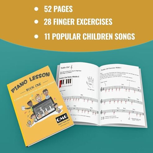 Color Piano and Keyboard Stickers and Complete Color Note Piano Lesson and Guide Book for Kids and Beginners