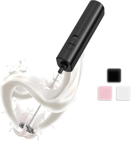 CIRCLE JOY Milk Frother Handheld Battery Operated Milk Foamer Electric Mini Drink Mixer for Coffee, Cappuccino, Lattes, Frappe, Matcha and Hot Chocolate