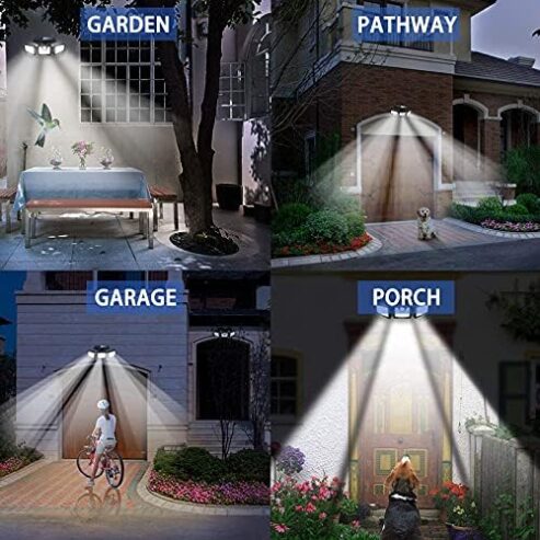 HOORAY Solar Lights Outdoor – 800Lumens 74 LED Wireless Motion Sensor Light,3 Adjustable Heads,270°Wide Angle Illumination,IP65 Waterproof, Security LED Flood Light for Porch Garden Patio Driveway Pathway