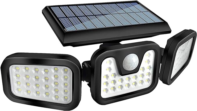 HOORAY Solar Lights Outdoor – 800Lumens 74 LED Wireless Motion Sensor Light,3 Adjustable Heads,270°Wide Angle Illumination,IP65 Waterproof, Security LED Flood Light for Porch Garden Patio Driveway Pathway