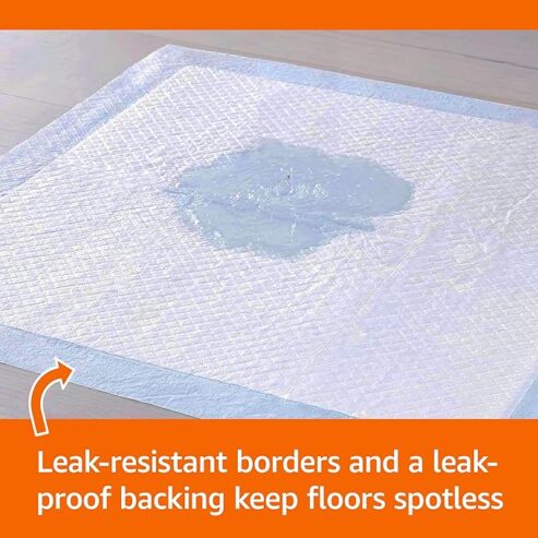 Amazon Basics Dog and Puppy Pee Pads with Leak-Proof Quick-Dry Design for Potty Training, Standard Absorbency, Regular Size, 56 x 56 cm