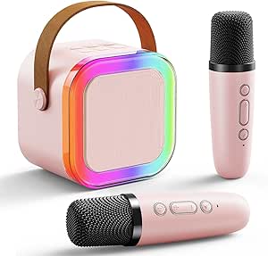 Lyiazsoy Portable Karaoke Machine with 2 Wireless Microphone, Mini Bluetooth Speaker for Adullts and Kids, Valentines Day Gifts Back to School Gifts