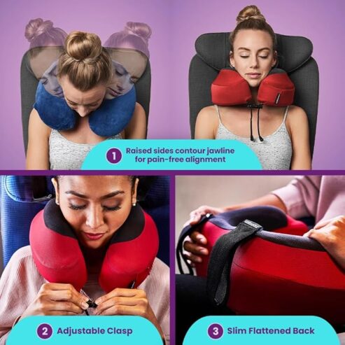 Cabeau Evolution S3 Travel Pillow – Straps to Airplane Seat – Ensures Your Head Won’t Fall Forward – Relax with Plush Memory Foam – Quick-Dry Fabric Keeps You Cool and Dry Jet Black
