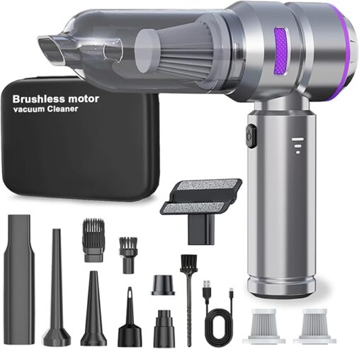 Lyiazsoy Car Vacuum Cleaner,22000PA High Power Mini Vacuum Cleaner,Rechargeable Handheld Vacuum,Portable Cordless Compressed Air Duster Air Blower for Car Home